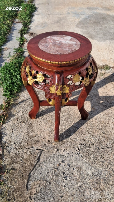 Махагонова масичка с мрамор, снимка 1