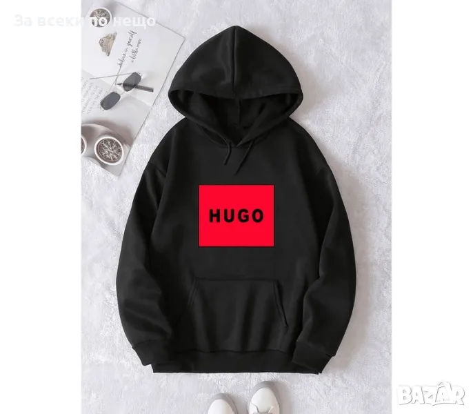 Hugo Boss Дамска Черна Ватирана Блуза С Дълъг Ръкав🔝Дамски Суитшърт С Качулка Хуго Бос Код LFS245, снимка 1
