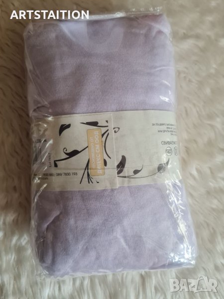  Чаршаф бледо лилав с ластик , снимка 1