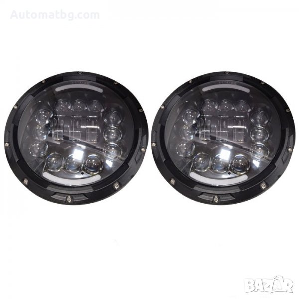 Комплект диодни халогени Automat, 75W, 12V, С мигач, Черен, снимка 1