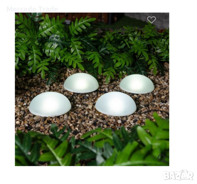 Декоративни фенери Mercado Trade, За морава, Соларни, Овални, Бели, 82 см, 4 бр., снимка 1