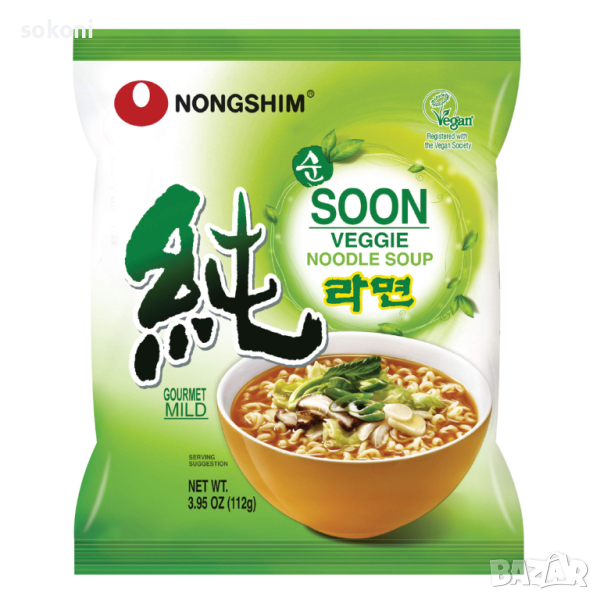 Nongshim Soon Veggie Ramyun / Нонгшим Зеленчукови Рамен нудъли 112гр, снимка 1