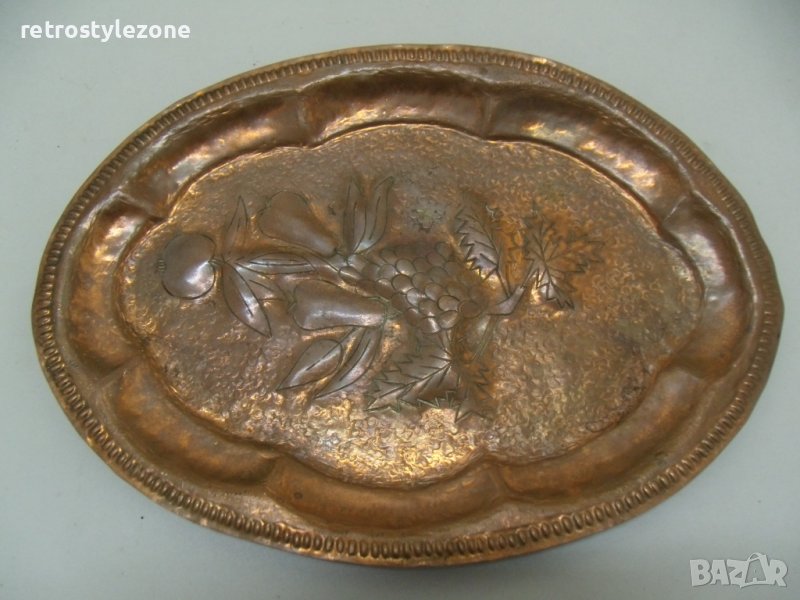 № старо метално / медно пано   - размер 34 / 24  елипса, снимка 1