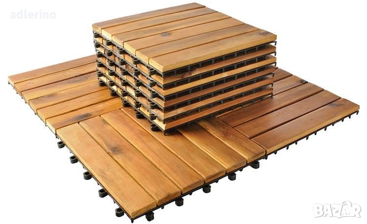 Дървени плочки 30х30см - комплект от 10 броя, акация, снимка 1
