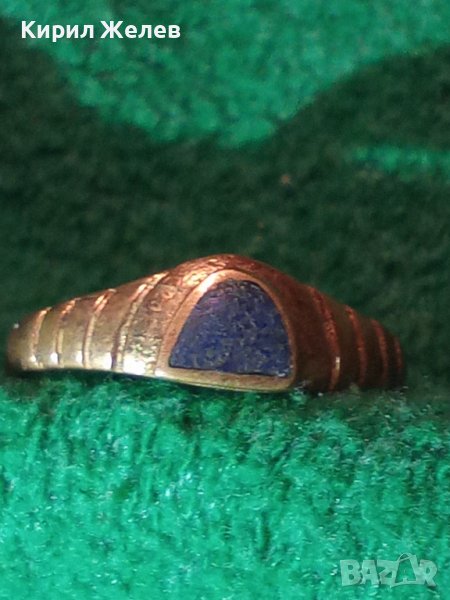 СТАР БРОНЗОВ СКЪПОЦЕНЕН ПРЪСТЕН с ЛАПИС ЛАЗУЛИ РЪЧНА МАЙСТОРСКА АРТ ДЕКО ИЗРАБОТКА 7449, снимка 1