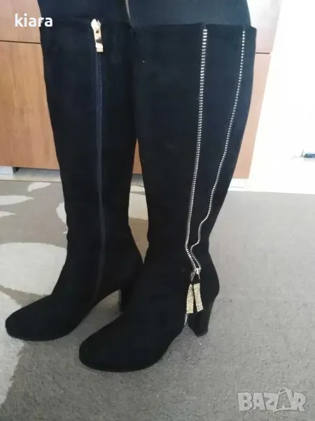 Дамски велурени ботуши 37, снимка 1