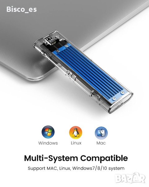 Външен Rack SSD Orico TCM2F-C3 USB3.1 SATA M.2, Прозрачен, снимка 1