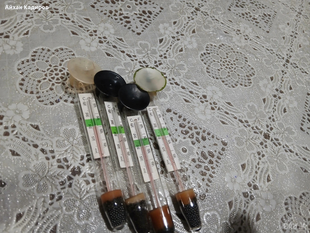 4 бр. Стъклени термометри с вакуми 5 евро , снимка 1