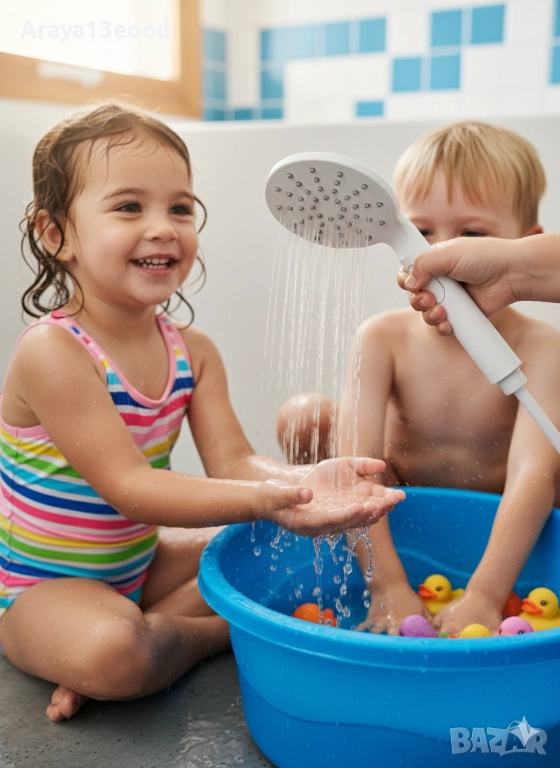 WENKO Дизайнерска душ слушалка с 3 типа водна струя, бяла, снимка 1