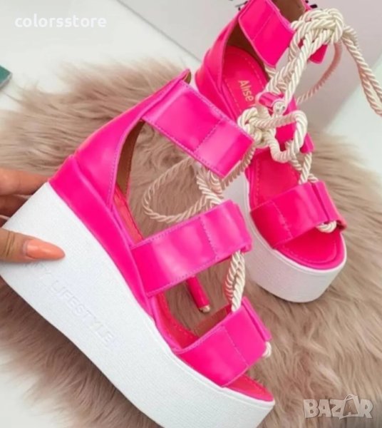 Сандали на платформа - циклама лак - 311, снимка 1