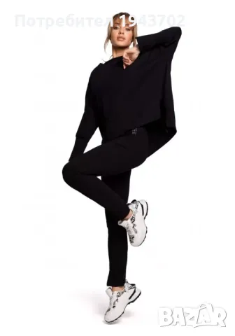 Спортно-елегантен дамски панталон в черен цвят M493 MOE, снимка 4 - Панталони - 47764476