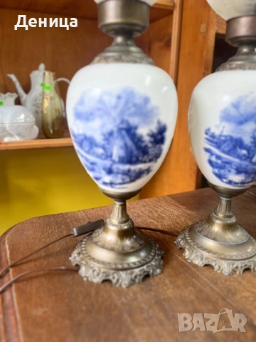  Две настолни лампи с типичен холандски пейзаж , снимка 2 - Настолни лампи - 53480634