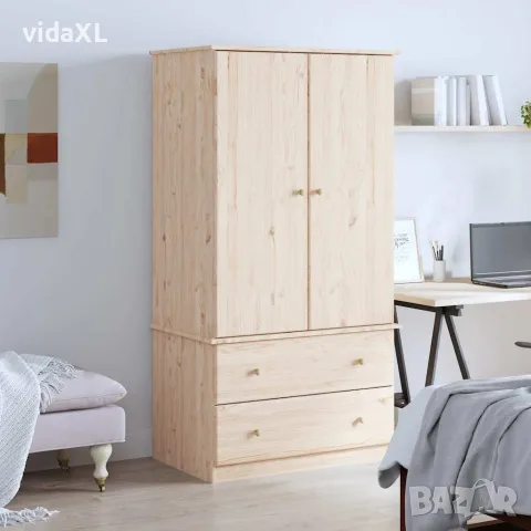 vidaXL Гардероб ALTA, 90x55x170 см, бор масив, снимка 2 - Гардероби - 56147287