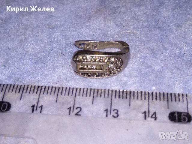 СКЪПОЦЕННА АНГЛИЙСКА ВИНТИДЖ ОБЕЦА ПОСРЕБРЕНА БЛАГОРОДНА СТОМАНА с ПЕЧАТ 925 и ФАСЕТ ЦИРКОНИ 38212, снимка 7 - Обеци - 40938627