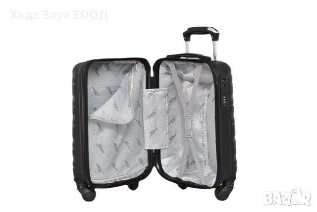 Куфар 55 х 37 х 23 см малък с махащи се колелца Син/ Сив, снимка 3 - Куфари - 51017475