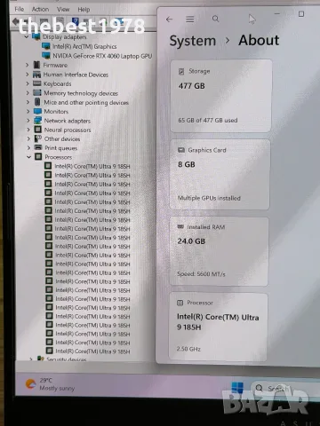 3k 120Hz OLED Asus Pro 15`Core Ultra 9-185H/RTX 4060/24GB DDR5/512GB NVMe/Батерия 100%, снимка 9 - Лаптопи за игри - 55804160