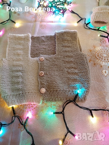 Ръчно плетен комплект за новородено 0-3месеца, снимка 3 - Детски комплекти - 52592707