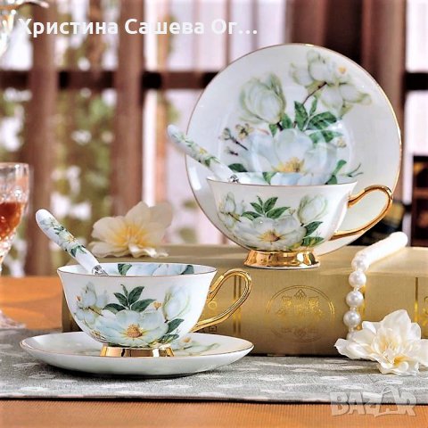 Комплект "Омайна роза- костен порцелан за чай/кафе, снимка 2 - Подаръци за жени - 34487845