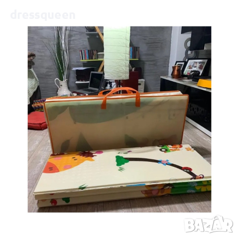4139 Сгъваемо детско килимче за игра, топлоизолиращо 180x200x1cm - модел жираф и влак с животни, снимка 17 - Други - 44793180