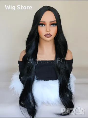 Дълга черна перука без бретон