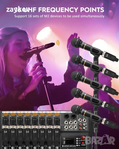 STRICH UHF безжична микрофонна система, XLR микрофонен адаптер, 16 канала, снимка 2 - Микрофони - 52614262