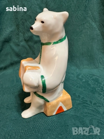 Статуетка „Циркова мечка с акордеон“, Дулевски завод (Дулево), СССР, 1970-те години., снимка 2 - Колекции - 52974470