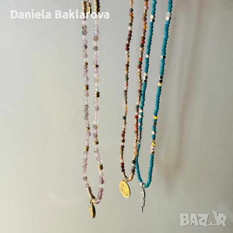 Колиета и гривни от естествени камъни, кристали, перли и стомана, снимка 17 - Колиета, медальони, синджири - 52033967