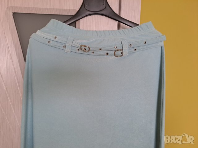 Дълга пола с коланчета отпред много светло синьозелено S-М, снимка 2 - Поли - 41414666