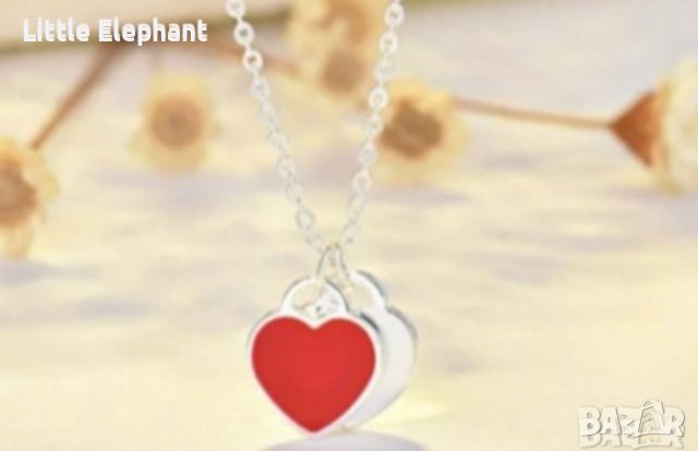 Сребърно колие сърца,red,бранд/ново