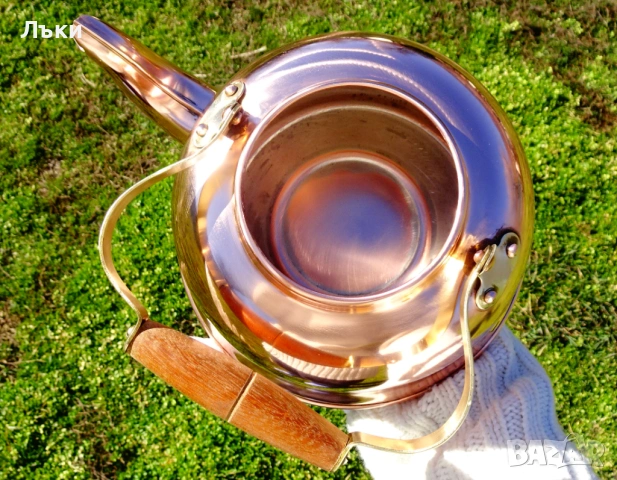 Меден чайник,чиста червена мед 2.5 л. , снимка 2 - Антикварни и старинни предмети - 53817223
