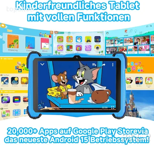 Нов детски таблет EagleSoar 7" (10GB RAM / 64GB ROM / Android 15 / Син)  , снимка 4 - Таблети - 55825613