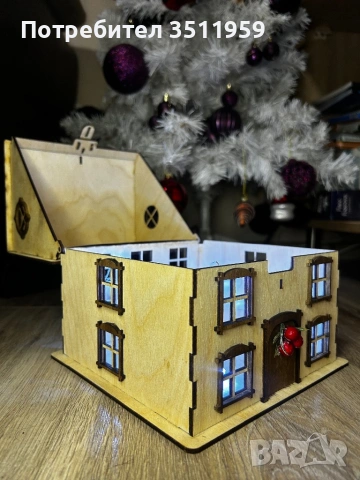 Дървена къщичка -кутия за спомени 