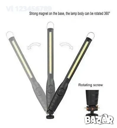 Работна акумулаторна лампа Automat, BL-W55 LED тънка, работна светлина 410 лумена, снимка 4 - Къмпинг осветление - 53863122