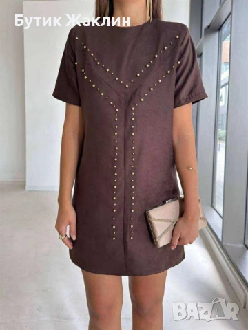 Рокля велур , снимка 4 - Рокли - 52407058