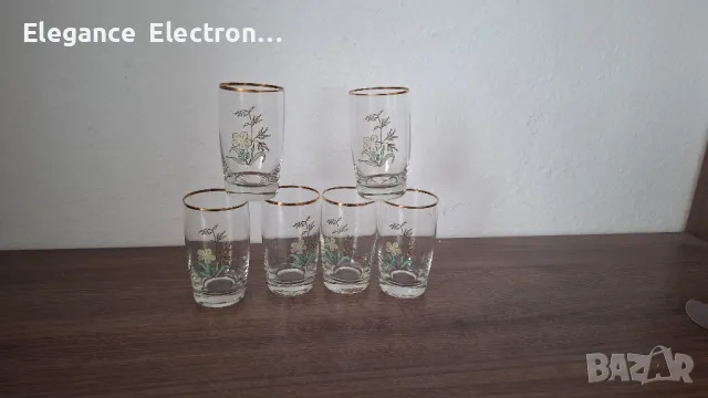 6бр чаши за Ракия със златен кант. 9см, снимка 3 - Чаши - 50191327