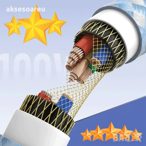 Супер Бърз 2 м. нов заряден кабел 120 W 10 A USB Type C бързо зареждане зарядно за Xiaomi Samsung , снимка 11 - Резервни части за телефони - 50664115