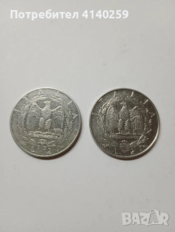 Италия монети 2 лири 1939 г 1940 г , снимка 1