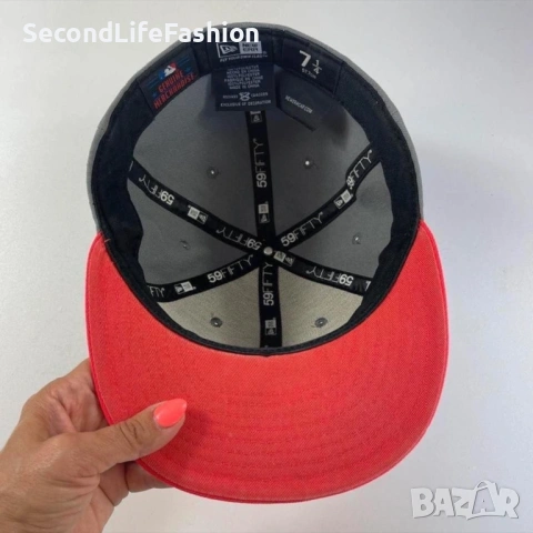 Шапка New Era LA Dodgers, сиво-червена размер 7 1/4, снимка 3 - Шапки - 53204439