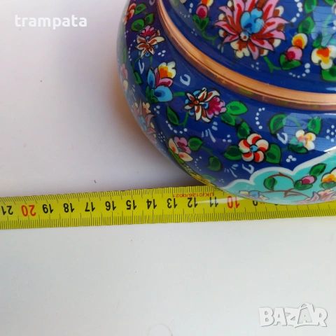 НАЙ ДОБРАТА ОФЕРТА Красива Медна емайлирана захарница ,кутия с цветя , снимка 8 - Декорация за дома - 53143703