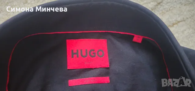 Мъжка черна риза Hugo Boss, снимка 2 - Ризи - 56199783