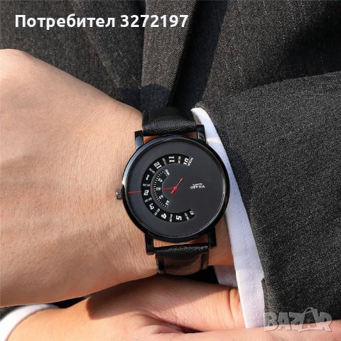 YOLAKO кварцов часовник,нов иновативен дизайн циферблат,кожена каишка , снимка 4 - Мъжки - 40954918