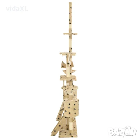 vidaXL Котешко дърво със сизалени стълбове, 230-250 см, бежово на лапи, снимка 3 - За котки - 56146199