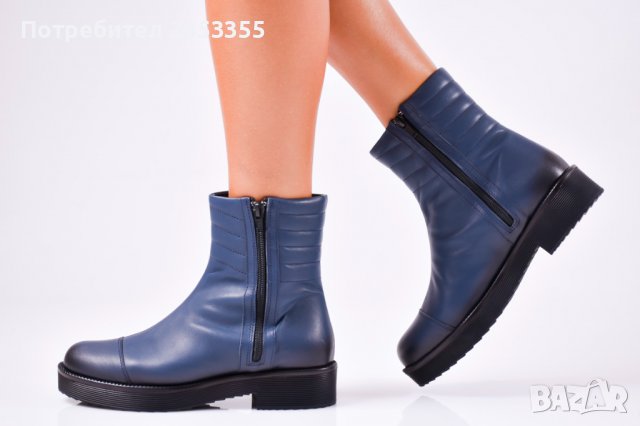 Продавам нови дамски боти от естествена кожа, цвят син, номер 40, стелка 26 см., снимка 3 - Дамски боти - 39986230