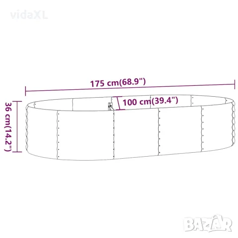 vidaXL Градинска повдигната леха поцинкована стомана сиво, снимка 6 - Саксии и кашпи - 56146659