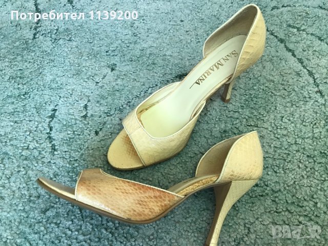 луксозни официални обувки San Marina 37 бяла змийска естествена кожа с ток  в Дамски обувки на ток в гр. Русе - ID20865721 — Bazar.bg