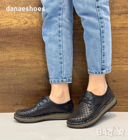 Дамски обувки от естествена кожа с перфорация на платформа , снимка 10 - Дамски ежедневни обувки - 41895983