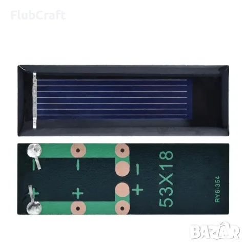 Поликристален Соларен Панел 0.5V 100mA 0.08W 53*18MM, снимка 2 - Друга електроника - 55842586