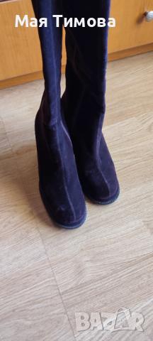 Дамски индийски ботуши тъмно кафяви, снимка 4 - Дамски обувки на ток - 36165938