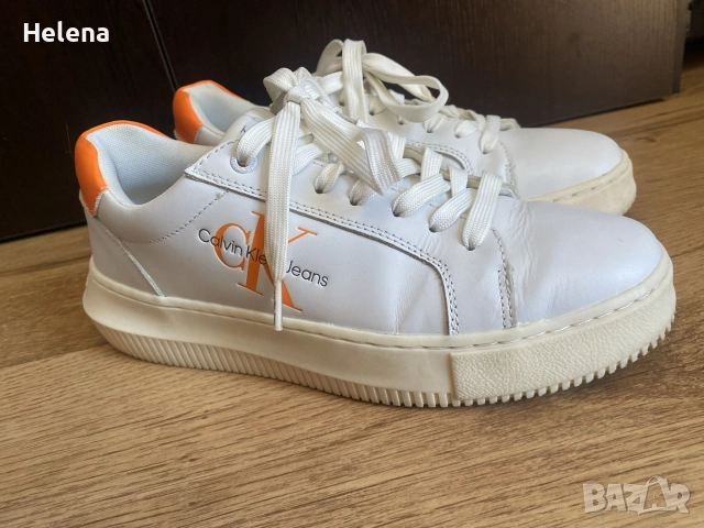 Дамски кожени маратонки сникърси Calvin Klein Jeans (Оригинал) размер 37,5-38, снимка 5 - Маратонки - 56114872