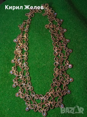 ПОСРЕБРЕНА СКЪПОЦЕННА ОГЪРЛИЦА със СИНИ ФАСЕТИРАНИ КРИСТАЛИ АРТ ДЕКО КОЛИЕ ФИЛИГНАРЕН ТИП 25889, снимка 2 - Колиета, медальони, синджири - 35585916
